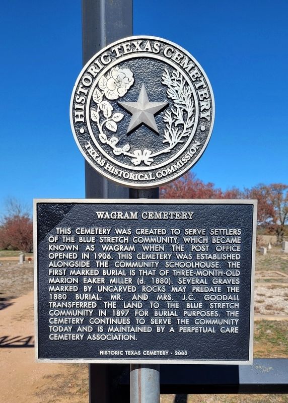 Wagram Cemetery Marker image. Click for full size.