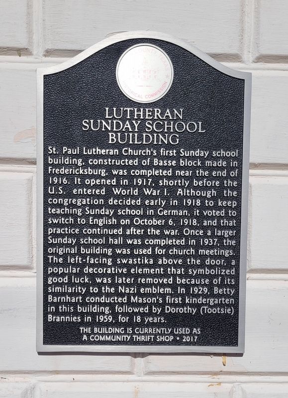 Lutheran Sunday School Building Marker image. Click for full size.