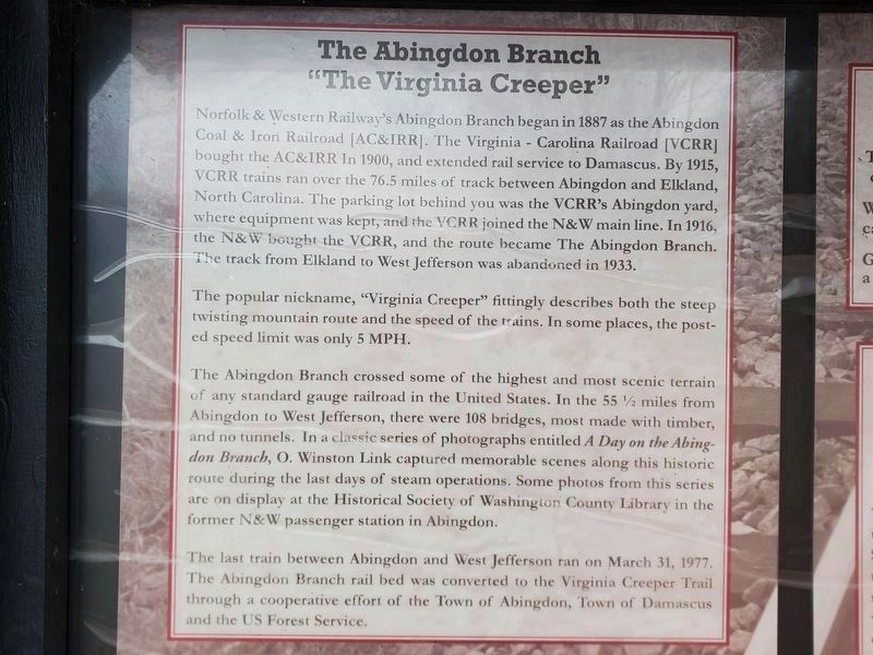 The Abingdon Branch "The Virginia Creeper" image. Click for full size.