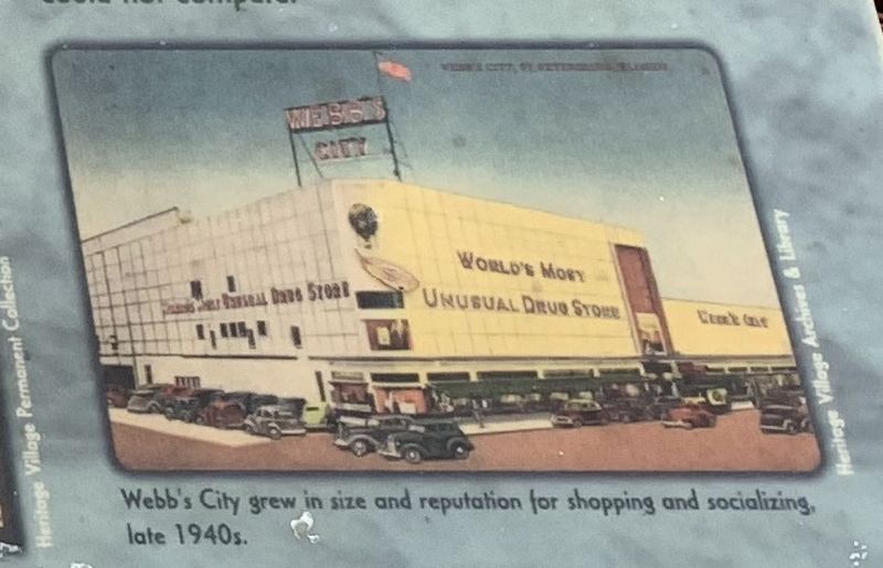 Webb's City grew in size and reputation for shopping and socializing, late 1940s. image. Click for full size.