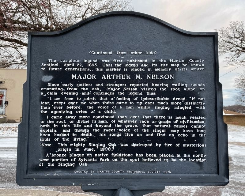 The Legend of the Singing Sisseton Oak Marker, Side Two image. Click for full size.