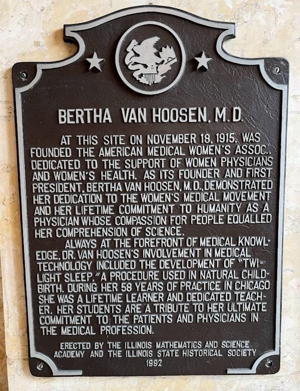 Bertha Van Hoosen, M.D. Marker. Click for full size. Bertha Van Hoosen, M.D. Marker image. Click for full size.