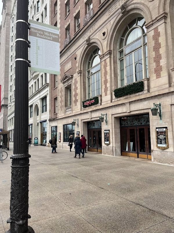 Historic Michigan Boulevard Marker and the Symphony Center image. Click for full size.