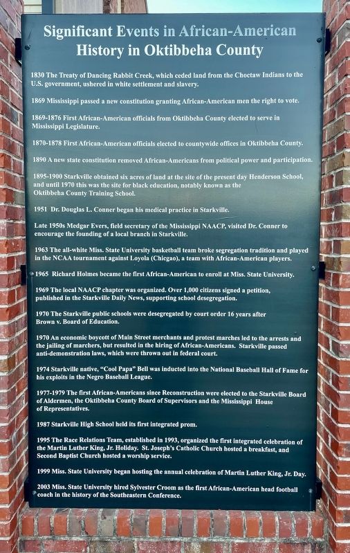 Significant Events in African-American History in Oktibbeha County Marker image. Click for full size.
