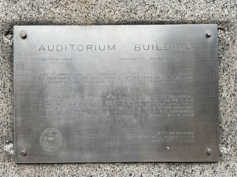 Auditorium Building Marker image. Click for full size.