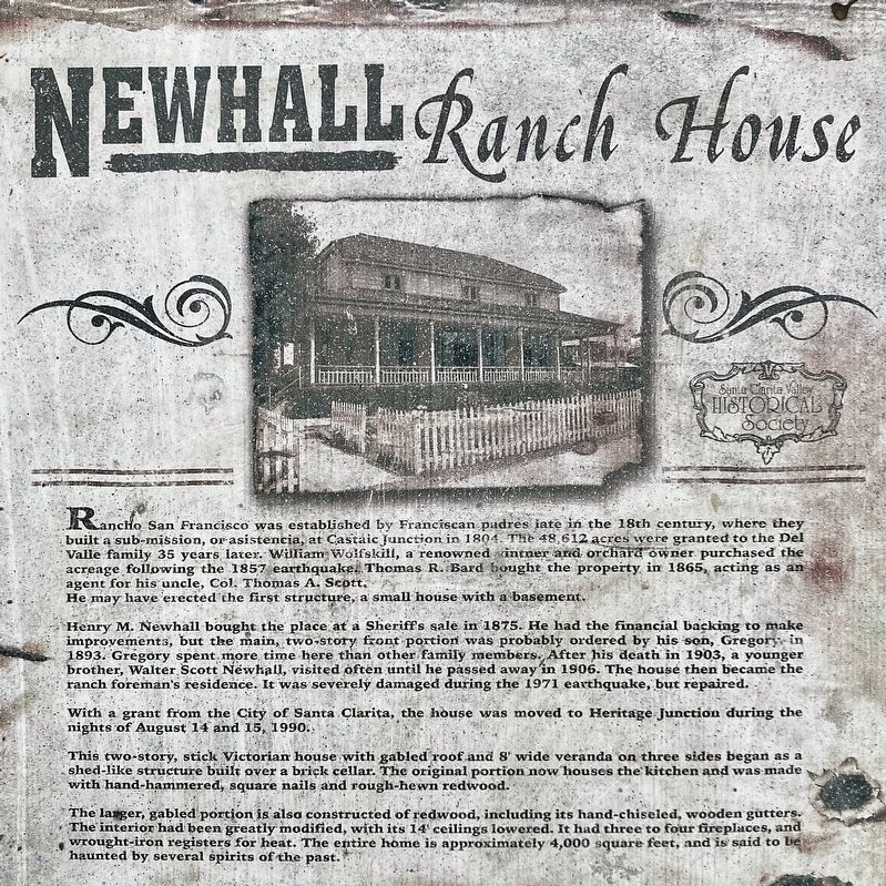 Newhall Ranch House Marker image. Click for full size.