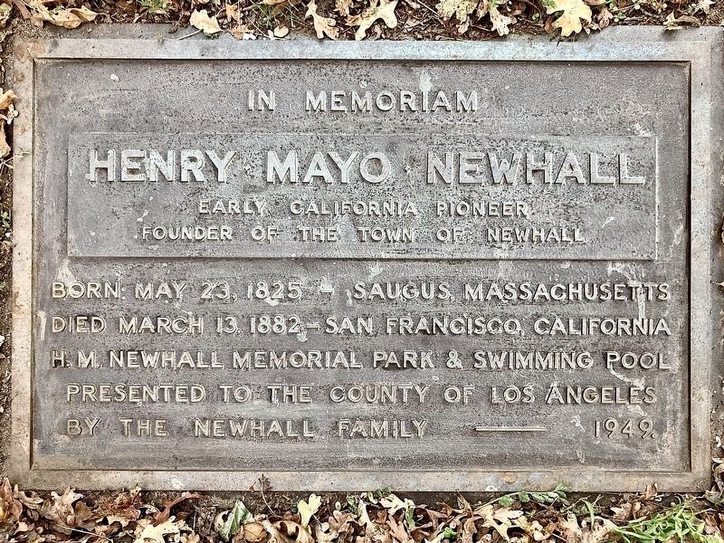 Henry Mayo Newhall plaque image. Click for full size.