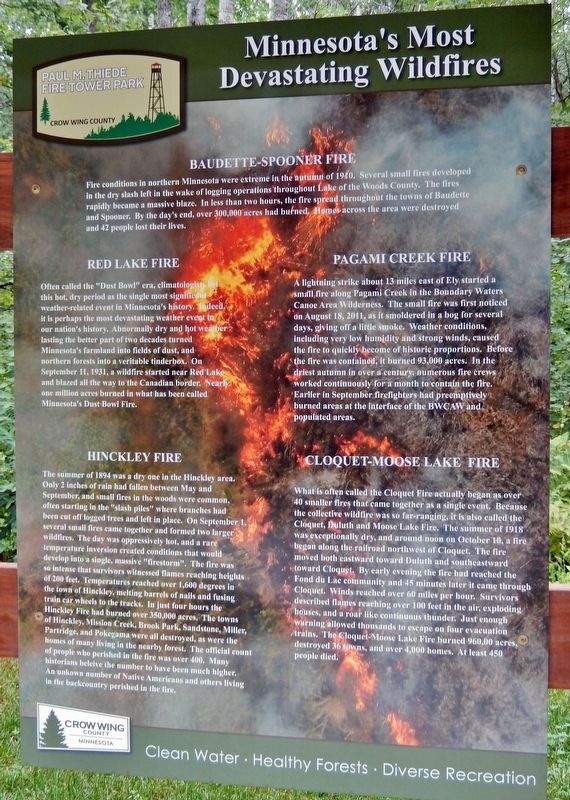 Minnesota's Most Devastating Wild Fires Marker image. Click for full size.