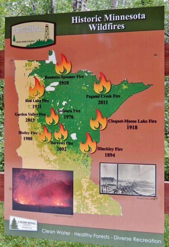 Historic Minnesota Wildfires<br>(<i>center panel in this interpretive kiosk</i>) image. Click for full size.