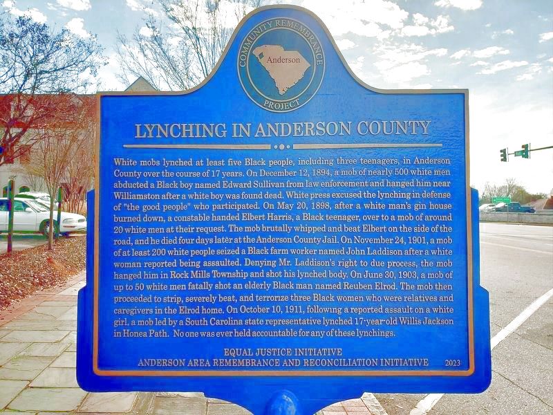 Lynching in Anderson County Marker image. Click for full size.