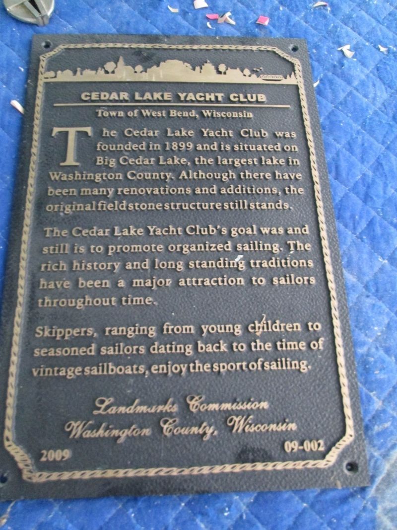 Cedar Lake Yacht Club Marker. Click for full size. Cedar Lake Yacht Club Marker image. Click for full size.