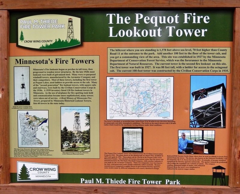 The Pequot Fire Lookout Tower Marker image. Click for full size.