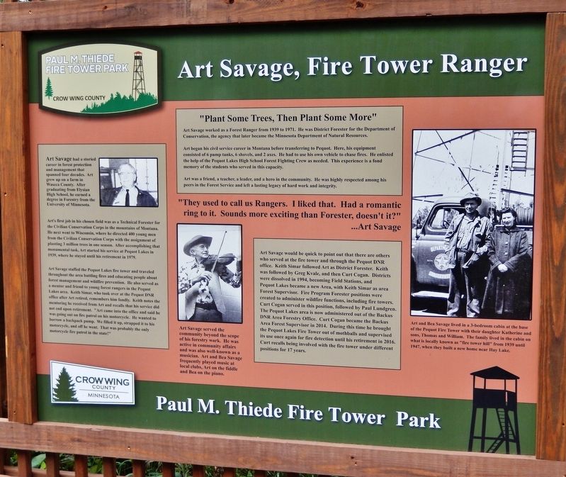 Art Savage, Fire Tower Ranger Marker image. Click for full size.