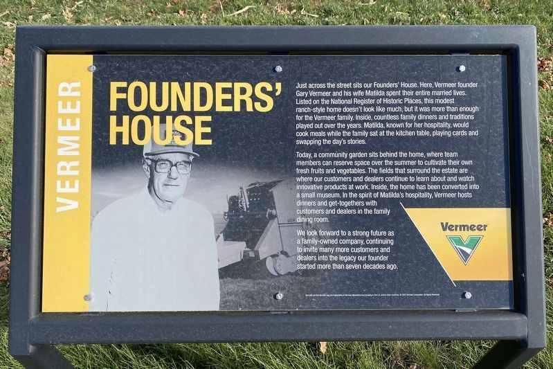 Vermeer Founders' House Marker image. Click for full size.