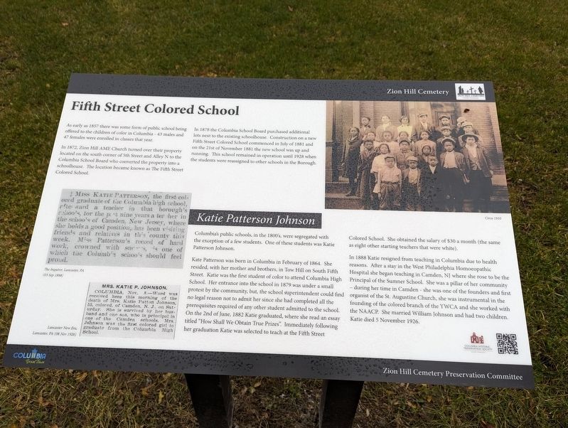 Fifth Street Colored School Marker image. Click for full size.