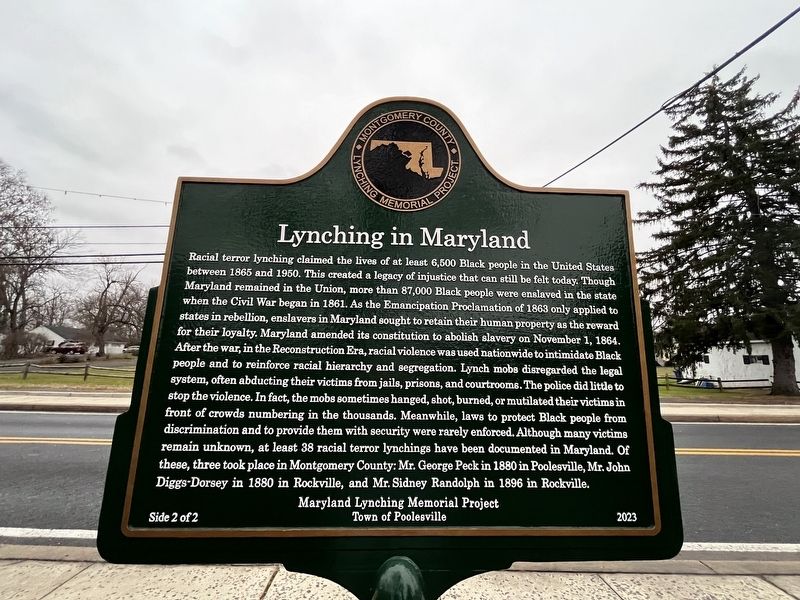 Lynching in Maryland side of the marker image. Click for full size.