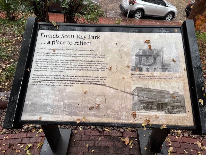 Francis Scott Key Park  a place to reflect Marker image. Click for full size.