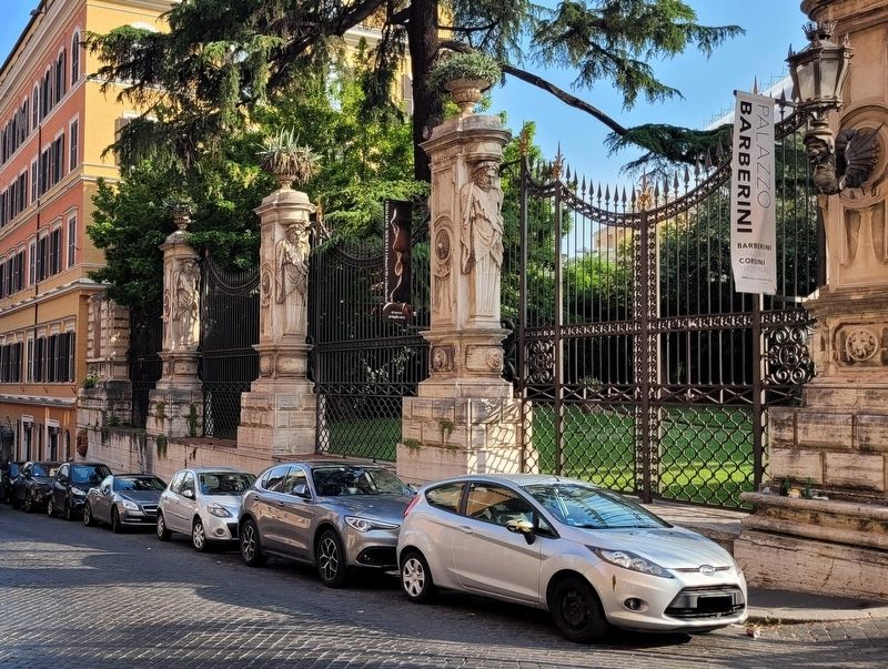 The southwest fence and gate to the Palazzo Barberini image. Click for full size.