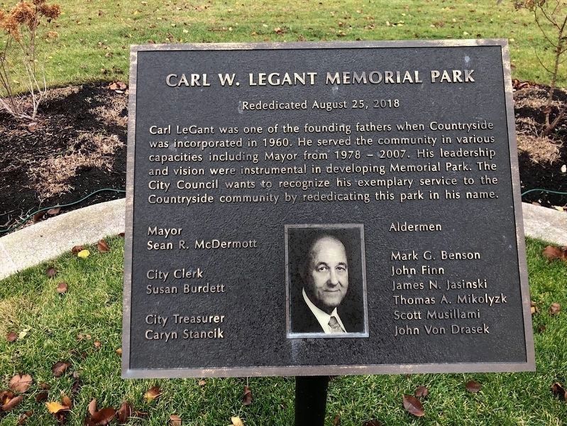 Carl W. Legant Memorial Park Marker image. Click for full size.