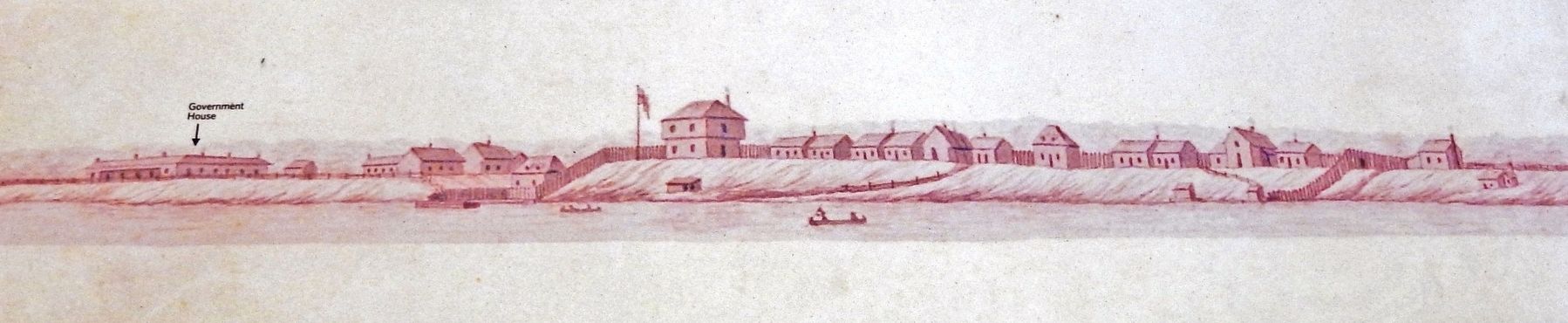 Marker detail: Government House, early 19th Century image. Click for full size.