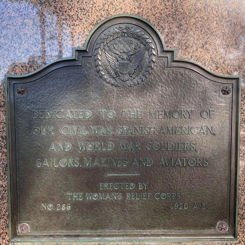 Woman's Relief Corps War Memorial Marker. Click for full size. Woman's Relief Corps War Memorial Marker image. Click for full size.