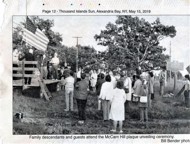 McCarn Hill Marker Dedication May 15, 1973; credit The Thousand Island Sun newspaper article image. Click for full size.