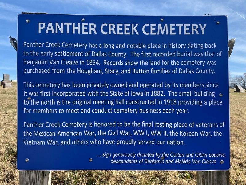 Panther Creek Cemetery Marker image. Click for full size.