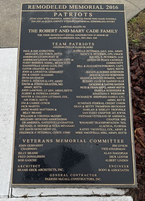 Remodeled Memorial 2016 Dedication Plaque image. Click for full size.