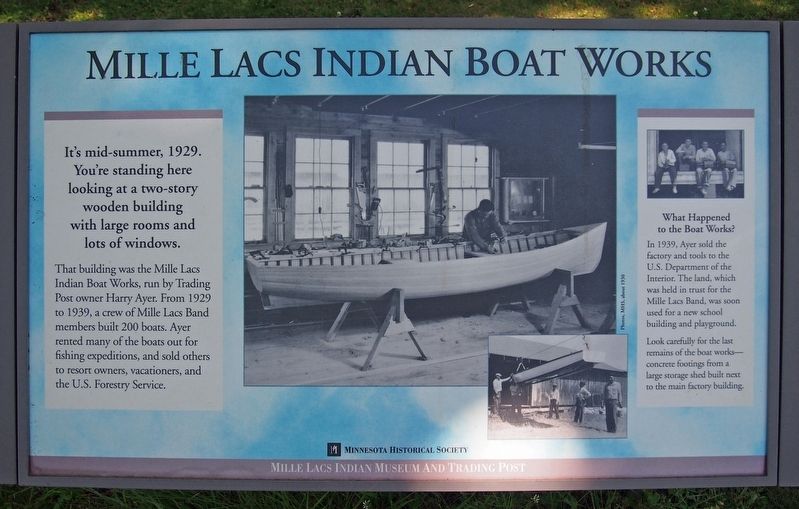 Mille Lacs Indian Boat Works Marker image. Click for full size.