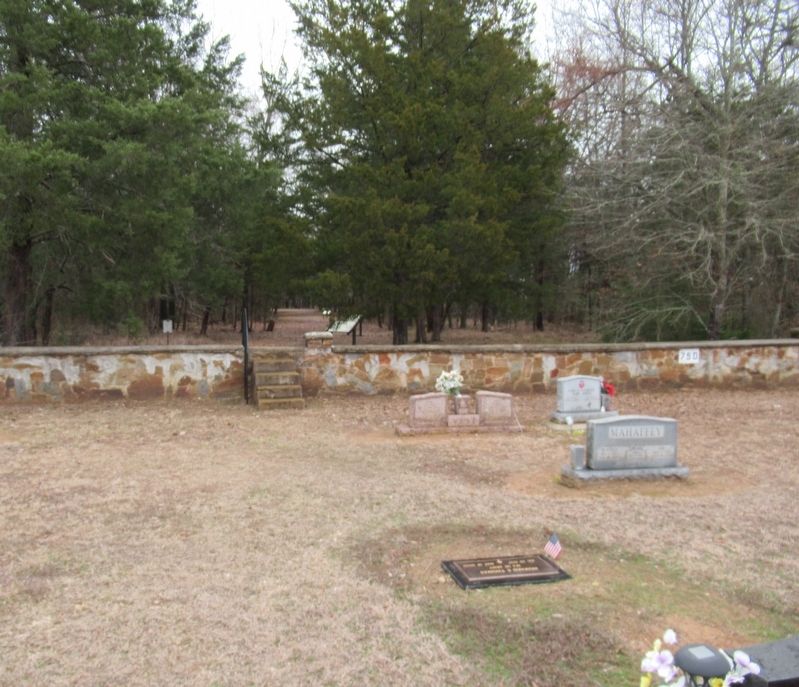 Stairs to the trail and markers located along the trail. image. Click for full size.