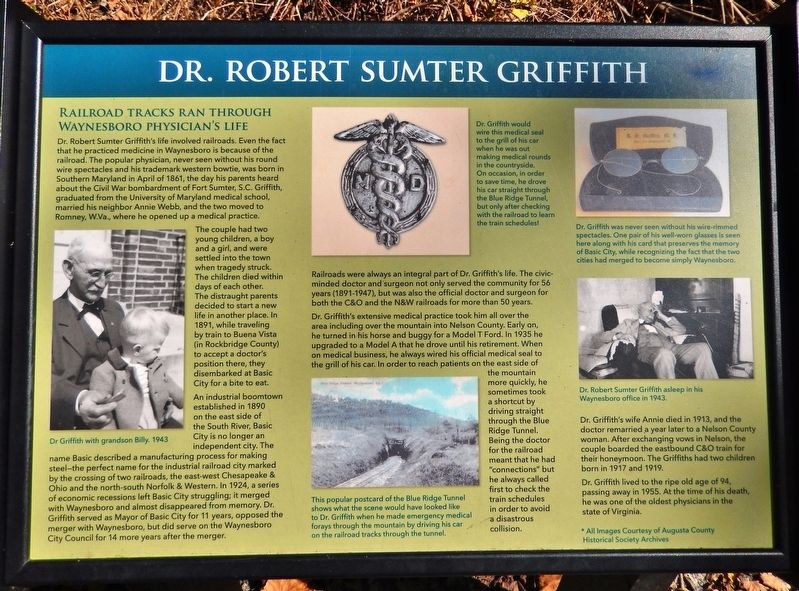 Dr. Robert Sumter Griffith Marker image. Click for full size.