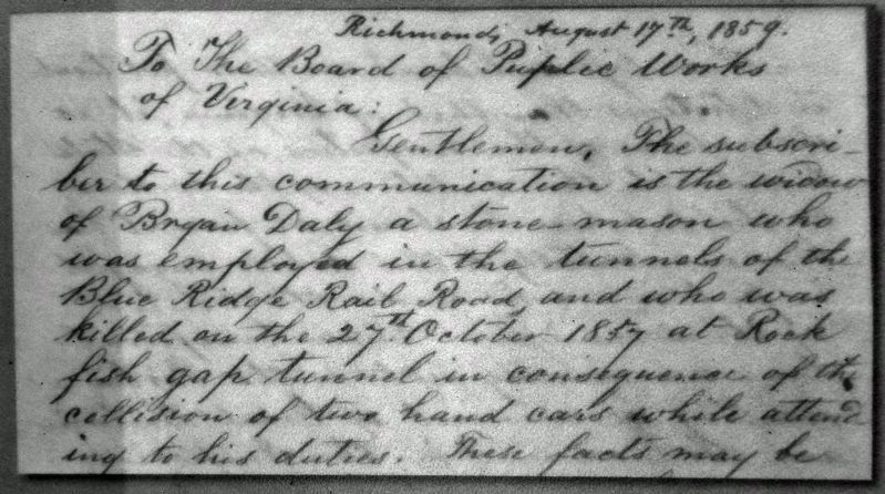 Marker detail: Ann Daly�s letter (excerpt) image. Click for full size.