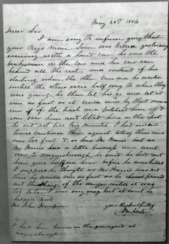 Marker detail: William Sclater Letter image. Click for full size.