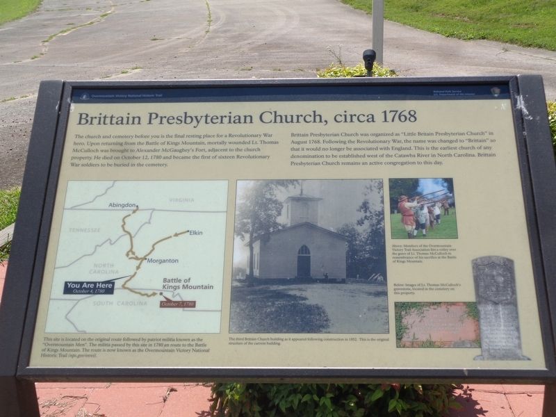 Brittain Presbyterian Church, circa 1768 Marker. Click for full size. Brittain Presbyterian Church, circa 1768 Marker image. Click for full size.