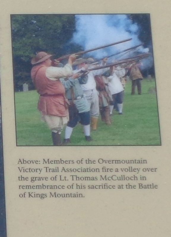 Overmountain Men Firing Salute to Lt. McCulloch. Click for full size. Overmountain Men Firing Salute to Lt. McCulloch image. Click for full size.