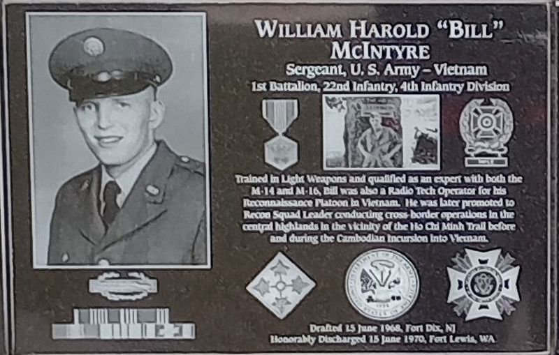 William Harold "Bill" Mcintyre Marker image. Click for full size.