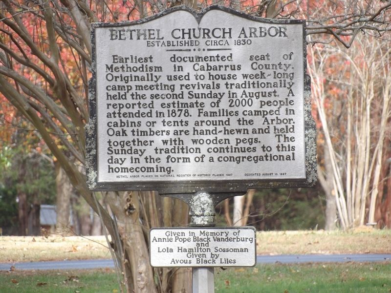 Bethel Church Arbor Marker image. Click for full size.