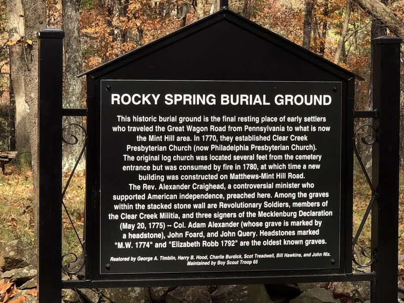 Rocky Spring Burial Ground Marker image. Click for full size.