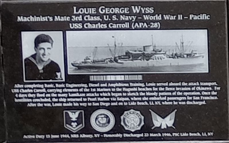 Louie George Wyss Marker. Click for full size. Louie George Wyss Marker image. Click for full size.