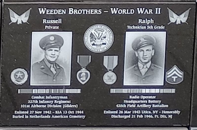 Weeden Brothers - World War II Marker image. Click for full size.