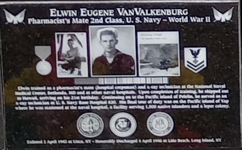 Elwin Eugene Van Valkenburg Marker. Click for full size. Elwin Eugene Van Valkenburg Marker image. Click for full size.