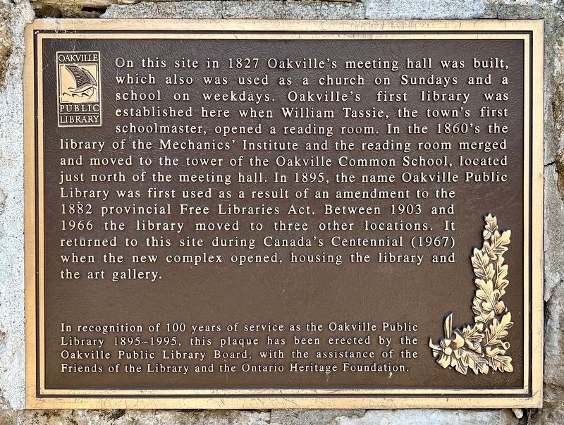Oakville�s Meeting Hall Marker image. Click for full size.