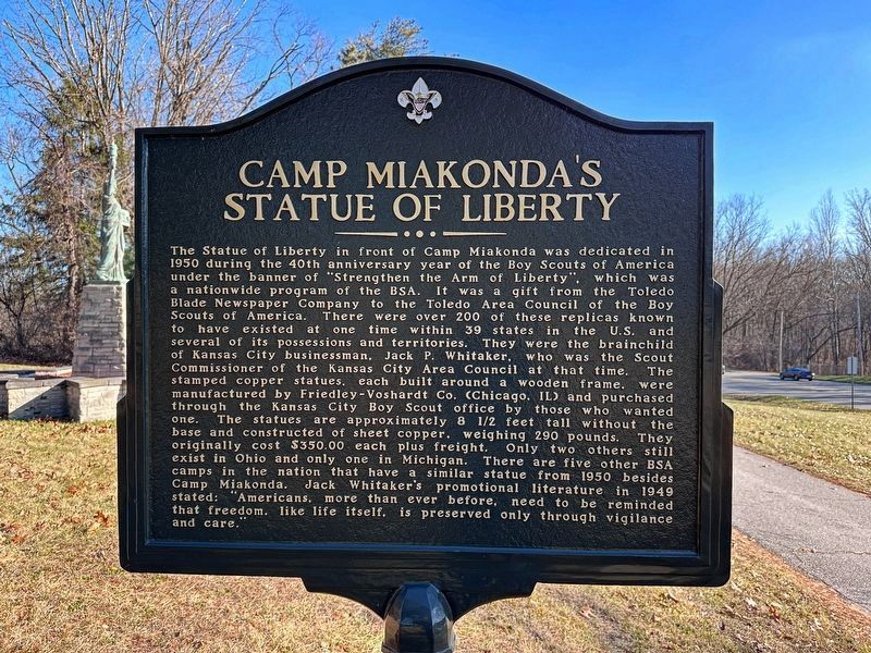 Camp Miakonda's Statue Of Liberty side of the marker image. Click for full size.