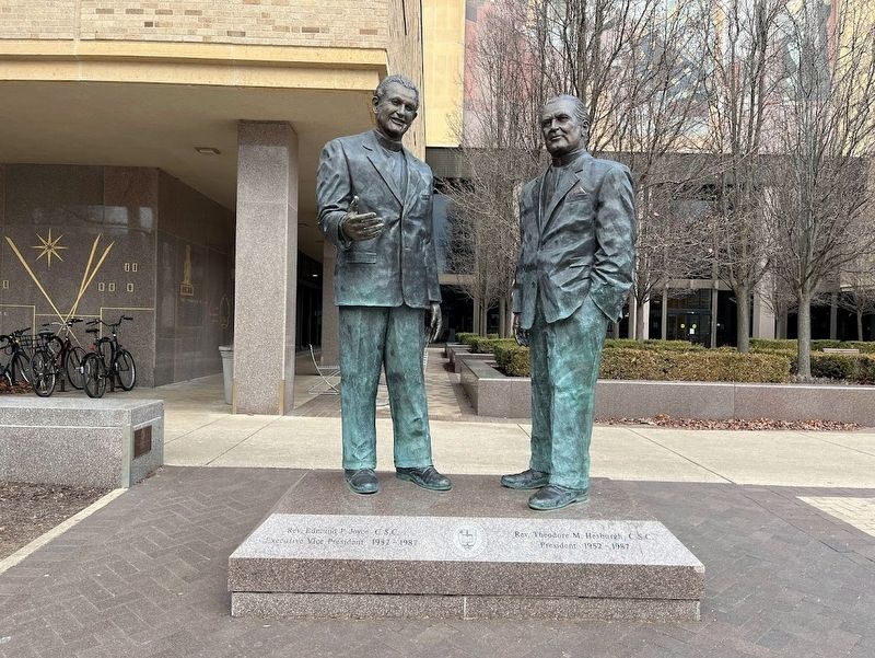 Statue to Fr. Edmund Joyce and Fr. Theodore Hesburgh image. Click for full size.