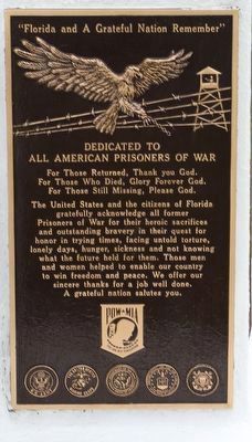 Dedicated to All American Prisoners of War Memorial. Click for full size. Dedicated to All American Prisoners of War Memorial image. Click for full size.