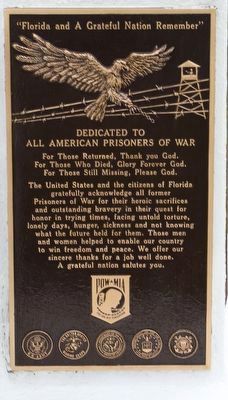 Dedicated to All American Prisoners of War Memorial image. Click for full size.