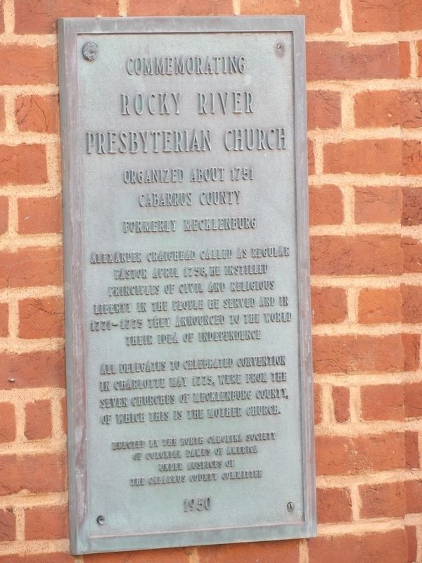 Commemorating Rocky River Presbyterian Church Marker. Click for full size. Commemorating Rocky River Presbyterian Church Marker image. Click for full size.