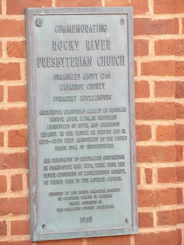 Commemorating Rocky River Presbyterian Church Marker image. Click for full size.