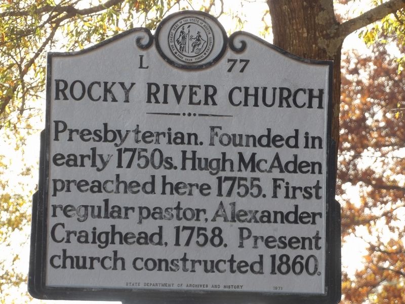 Rocky River Church Marker image. Click for full size.