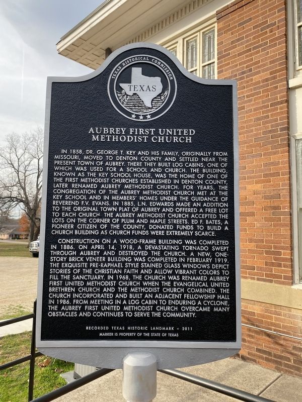 Aubrey First United Methodist Church Marker image. Click for full size.